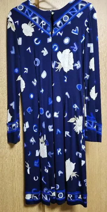 레오나르 미카도 실크 네이비 꽃무늬 원피스