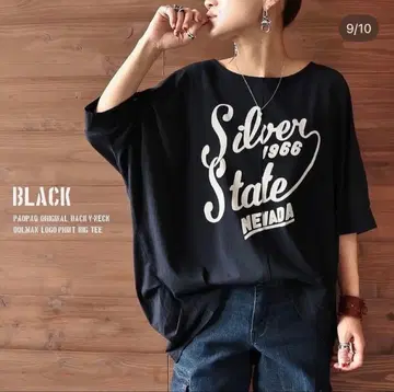 PAOPAO 돌먼 로고 프린트 빅 T셔츠 블랙 프리 사이즈