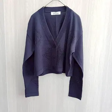 루이 샨탄 가디건 볼레로 숏 기장 면 혼방 네이비 M