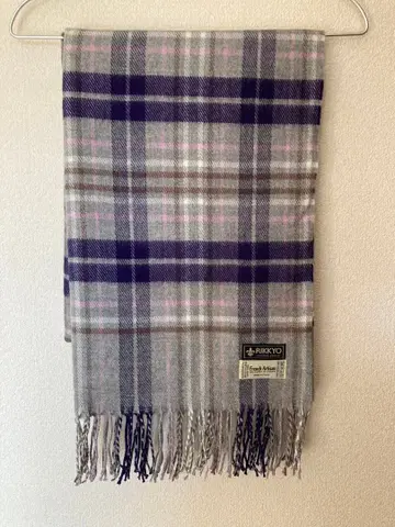 French Artisan 체크 무늬 머플러 대형 스톨 프랑스제