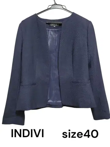 INDIVI [ 세탁 가능/UV 케어 ] 스트레치 트위드 노카라 자켓