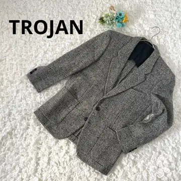 트로잔 트위드 자켓 블랙/화이트 M 고급 울 모헤어 혼방 빈티지