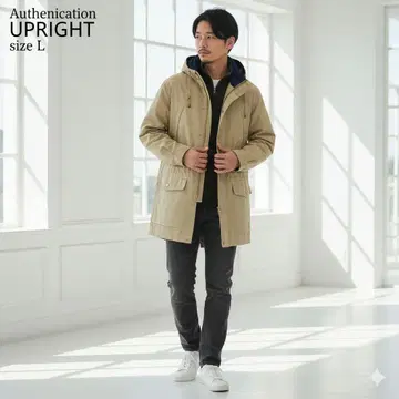 Authentication UPRIGHT 마운틴 후드티 L 베이지