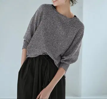 스타일 델리 메탈릭 시어 돌먼 니트탑 실버