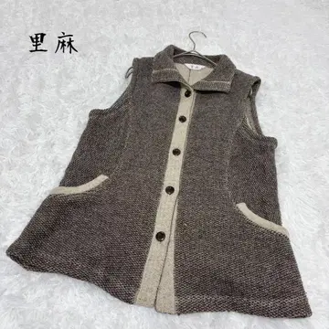 [린넨] 니트 베스트 아우터 겉옷 M 모 스웨터 브라운 계열 빈티지