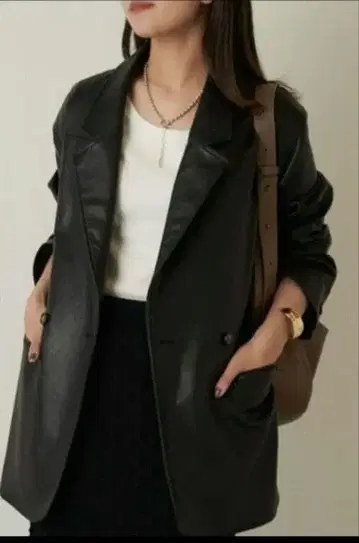 [ 미사용 ] Lui's 인조 가죽 자켓 블랙