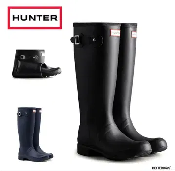 HUNTER 오리지널 투어 롱 부츠 레인부츠 UK 6 블랙