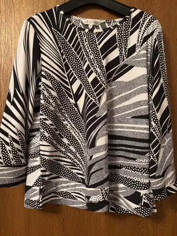 LEONARD 5부 소매 셔츠 40 블랙 화이트