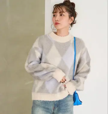 FREAK'S STORE 다이아 무늬 자카드 하이넥 니트 풀오버