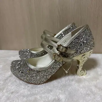ANNA SUI 실버 글리터 펌프스