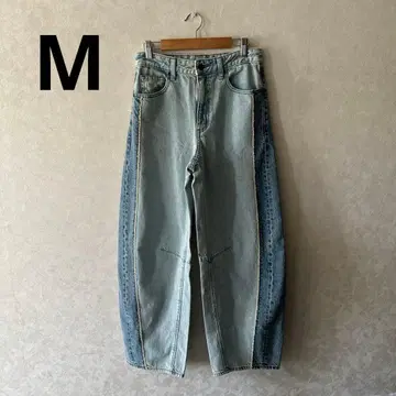 GU 여성용 2톤 맨투맨 배럴 레그 청바지 M 사이즈