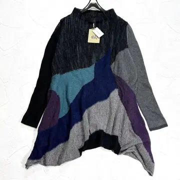 택 포함 싹풍 센소유니코 니트 튜닉 변형 패치워크 실크 혼방