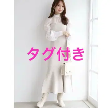 [ 머큐리 듀오 ] 백리본 뷔스티에 니트 도킹 원피스