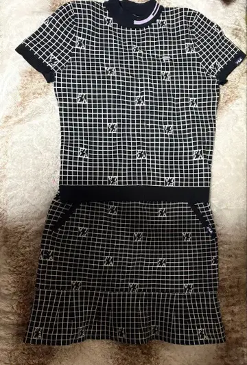 휠라 체크 무늬 여성용 골프웨어 세트