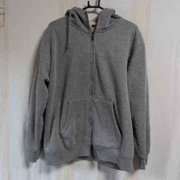 그레이 후드 부착 집업 후드티 LL