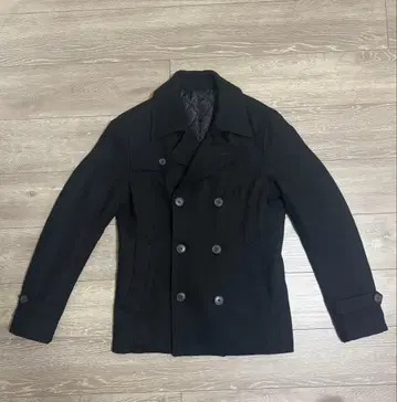 abx 블랙 더블 브레스트 피 코트 L 사이즈