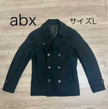 abx 블랙 더블 브레스트 피 코트 L 사이즈