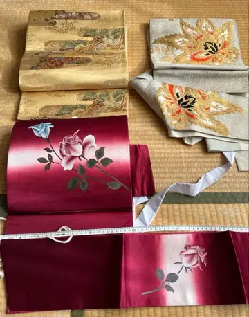 에가스미 금실 후쿠로 오비 (소목단 단풍 도라지)와 츠케오비