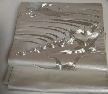 실버 화이트 새 무늬 후쿠로 오비 지판시 허리띠 오비 장식 천 세트