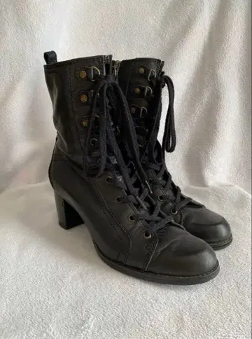 REGAL 블랙 천연 가죽 레이스업 숏부츠 23.5