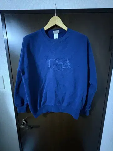 리 스터디 스웨츠 USA 자수 네이비