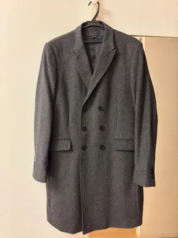theory 그레이 더블 브레스트 체스터 코트 L