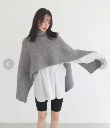 LIAN 니트 판초 그레이