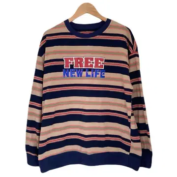 프린트 보더 빅 로고 긴팔 티셔츠 여성용 둥근넥 면 둥근넥