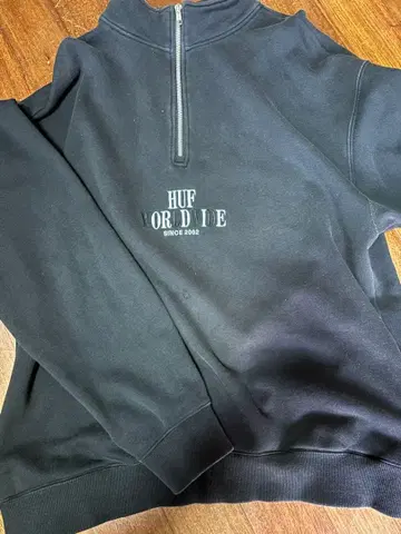 HUF WORLDWIDE 하프 지퍼 스웨트 셔츠 블랙
