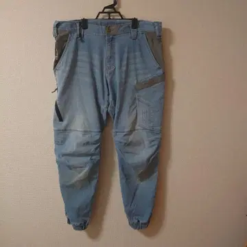 아이스 블루 데님 카고 조거 팬츠 8860-235