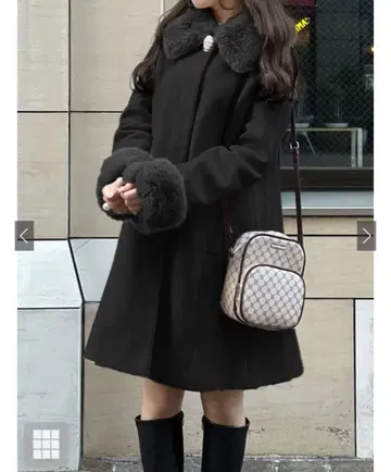 GRL 펄 브로치 부착 퍼 플레어 코트[ze786]