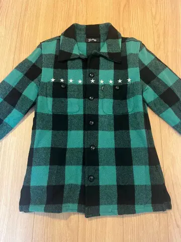 marbles 체크 셔츠 자켓 그린 L