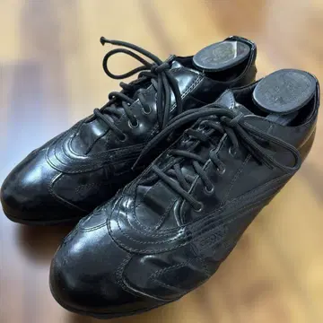 새상품급 GEOX  블랙 패턴트 레더 스니커즈 천연 가죽 신발 27.0