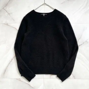 M18229 UNIQLO 캐시미어 100% 크루넥 스웨터 긴팔 블랙 M