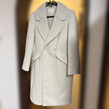 H&M 아이보리 더블 브레스트 롱 코트 XS