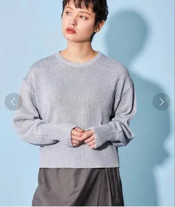 CITEN 시텐 샤이니 크루넥 풀오버 니트 실버