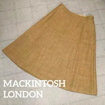 매킨토시 런던 울 트위드 플레어 스커트 머스타드 38 새상품급