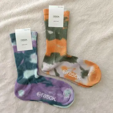 미사용 새상품 라소 rasox 타이 다이 패턴 삭스 M:24-26cm