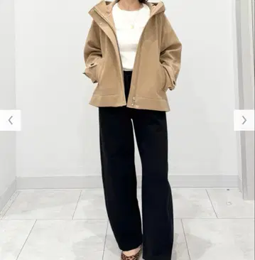 지유 코지 멜톤 숏 후디 코트 L 카멜