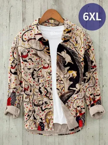 우키요에 긴팔 셔츠 고양이 대나마즈 고양이의 장난 6XL