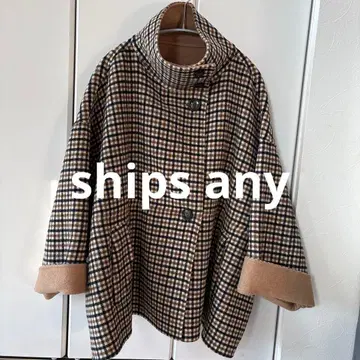 리버 스탠드 카라 판초 숏 코트