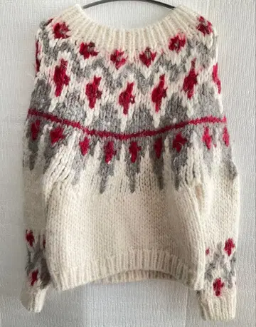 SHIPS 노르딕 니트 아이보리 레드 그레이