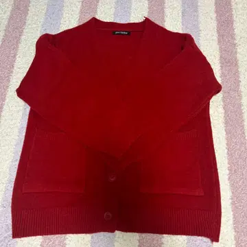 빨간색 V넥 가디건 SPRAY PREMIUM 가디건