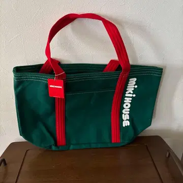 [ 새상품 ] miki house 그린 빨간색 토트백