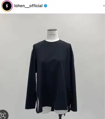 LOHEN 블랙 커브 슬리브 롱 T셔츠