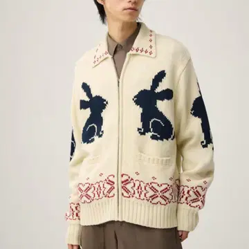 GU rokh 풀 집업 니트 자켓 내추럴 토끼 3xl 사이즈