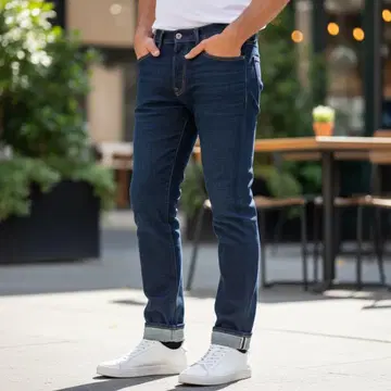 새상품급 UNIQLO 셀비지 슬림 청바지 W36 빅 사이즈 네이비