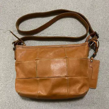 가죽 숄더백 브라운 패치워크