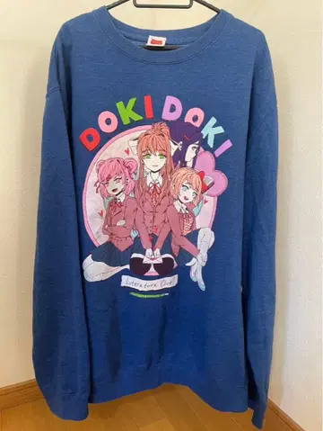 두근두근 문예부 맨투맨 XL OMOCAT x DDLC 블루