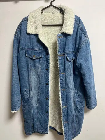 데님 플리스 롱 자켓